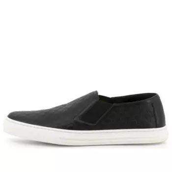 Кроссовки microssima pattern leather slip on 'black' Gucci, черный