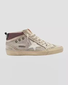 Кроссовки Mid Star из сетчатой замши с кончиками крыльев Golden Goose, цвет Silver Violet White White Ecru Platinum