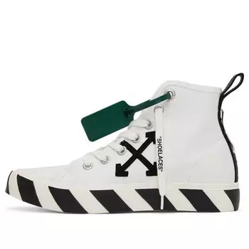 Кроссовки mid-top vulcanised canvas sneaker 'white green black' Off-White, белый