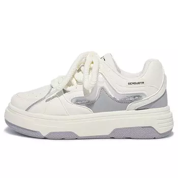 Кроссовки Miss Zhang Skateboarding Shoes Women's Low-top, белый/серебряный