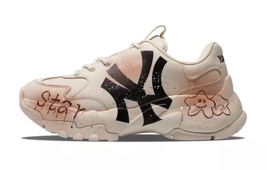 Кроссовки MLB Big Ball Chunky Chunky Sneakers Unisex Low-top Red, бежевый