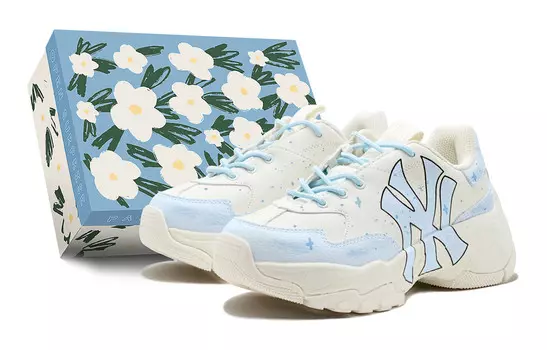 Кроссовки MLB Big Ball Chunky Chunky Sneakers Unisex Low-top Beige, голубой