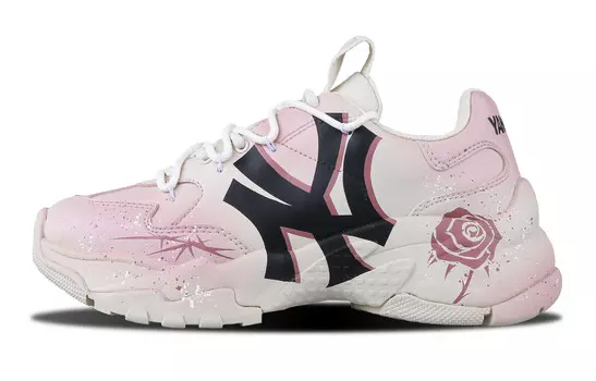 Кроссовки MLB Big Ball Chunky Chunky Sneakers Unisex Low-top White, розовый