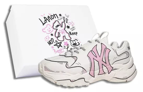 Кроссовки MLB Big Ball Chunky Chunky Sneakers Unisex Low-top White/pink, белый