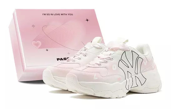 Кроссовки MLB Big Ball Chunky Chunky Sneakers Unisex Low-top Chalk White, розовый