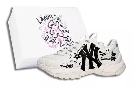 Кроссовки MLB Big Ball Chunky Chunky Sneakers Unisex Low-top Black, белый