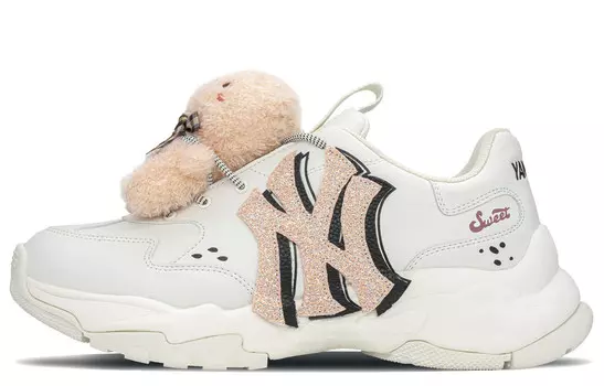 Кроссовки MLB Big Ball Chunky Chunky Sneakers Unisex Low-top Beige/Pink, белый/фиолетовый