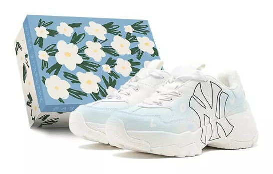 Кроссовки MLB Big Ball Chunky Chunky Sneakers Unisex Low-top White, голубой