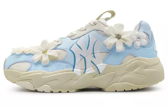 Кроссовки MLB Big Ball Chunky Cookie Skateboarding Shoes Unisex Low-top Beige/Blue, бежевый/синий