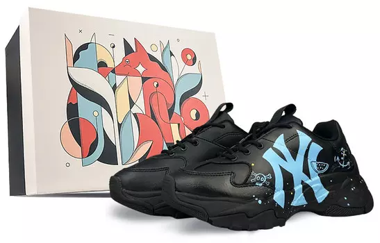 Кроссовки MLB Big Ball Chunky Series Chunky Sneakers Unisex Low-top Blue, черный