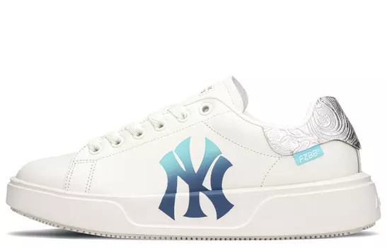 Кроссовки MLB Chunky Classic Skateboarding Shoes Unisex Low-top White/blue/silver, белый/синий