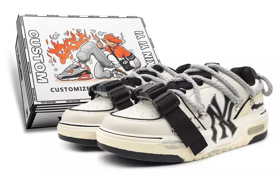 Кроссовки MLB Chunky Liner Skateboard Shoes Unisex Low-Top Beige/Black, бежевые/черные