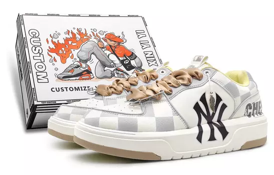 Кроссовки MLB Chunky Liner Skateboard Shoes Unisex Low-Top Beige/Black