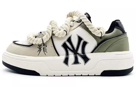 Кроссовки MLB Chunky Liner Skateboarding Shoes Unisex Low-top Beige/green/white, цвет Off White