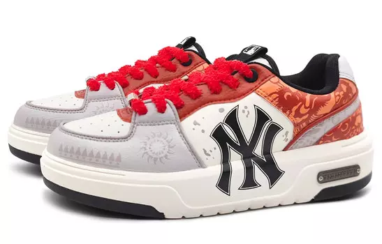 Кроссовки MLB Chunky Liner Skateboarding Shoes Unisex Low-top White/black, светло-серый