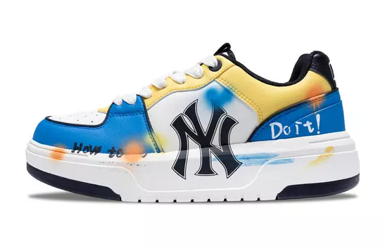 Кроссовки MLB Chunky Liner Skateboarding Shoes Unisex Low-top White/black, синий/желтый