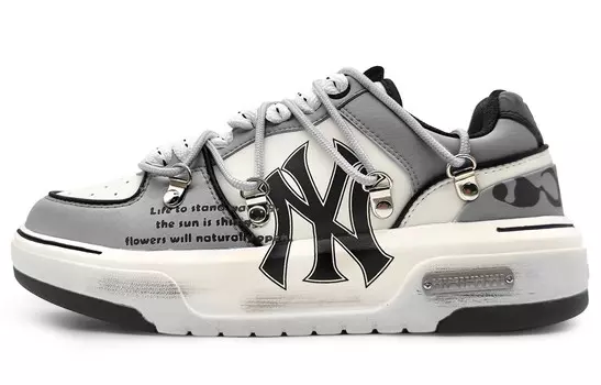 Кроссовки MLB Chunky Liner Skateboarding Shoes Unisex Low-top Beige/black, серый