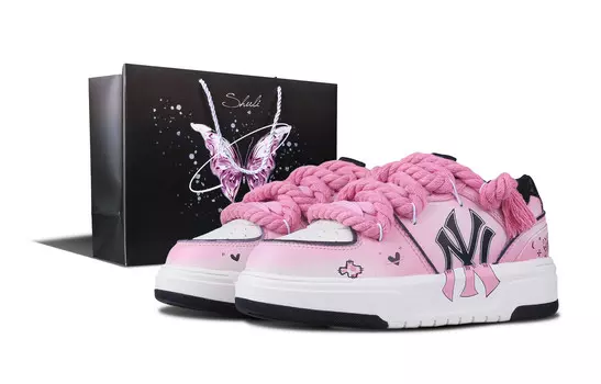 Кроссовки MLB Chunky Liner Skateboarding Shoes Unisex Low-top Black/Pink, черный/розовый