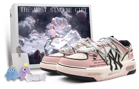 Кроссовки MLB Chunky Liner Skateboarding Shoes Unisex Low-top Beige/black, розовый