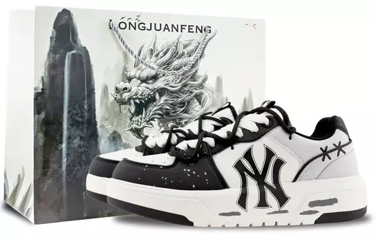 Кроссовки MLB Chunky Liner Skateboarding Shoes Unisex Low-top White, черный