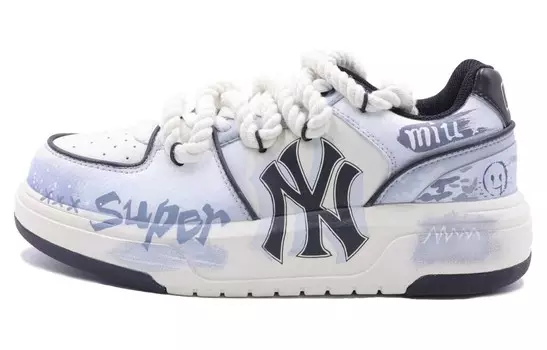 Кроссовки MLB Chunky Liner Skateboarding Shoes Unisex Low-top White, синий