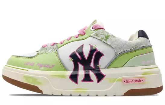 Кроссовки MLB Chunky Liner Skateboarding Shoes Unisex Low-top White/Green, зеленый