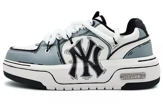 Кроссовки MLB Chunky Liner Skateboarding Shoes Unisex Low-top White/cyan/gray, светло-серый