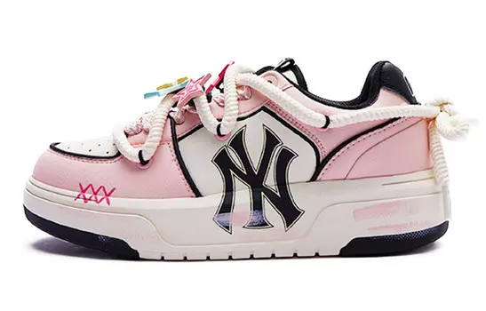 Кроссовки MLB Chunky Liner Skateboarding Shoes Unisex Low-top Black/white/pink, розовый