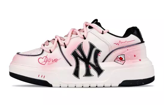 Кроссовки MLB Chunky Liner Skateboarding Shoes Unisex Low-top White, розовый