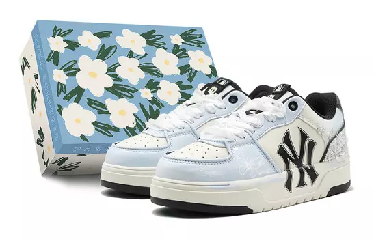 Кроссовки MLB Chunky Liner Skateboarding Shoes Unisex Low-top Black, голубой