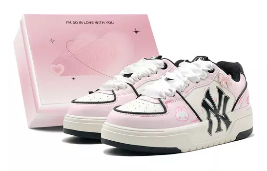 Кроссовки MLB Chunky Liner Skateboarding Shoes Unisex Low-top Black, розовый