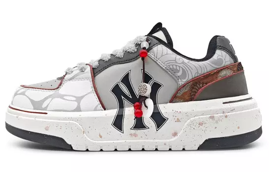 Кроссовки MLB Chunky Liner Skateboarding Shoes Unisex Low-top Black, серый