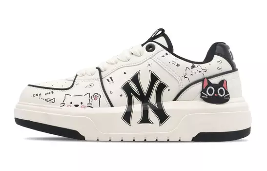 Кроссовки MLB Chunky Liner Skateboarding Shoes Unisex Low-top Black, Pink, белый