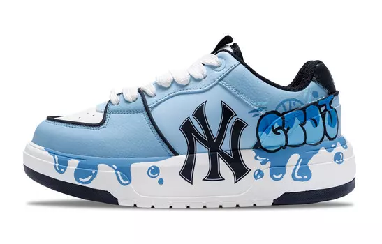 Кроссовки MLB Chunky Liner Skateboarding Shoes Unisex Low-top White, синий