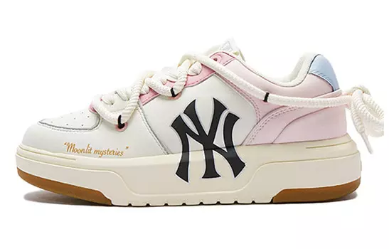 Кроссовки MLB Chunky Liner Skateboarding Shoes Unisex Low-top Off-white/pink/blue, розовый