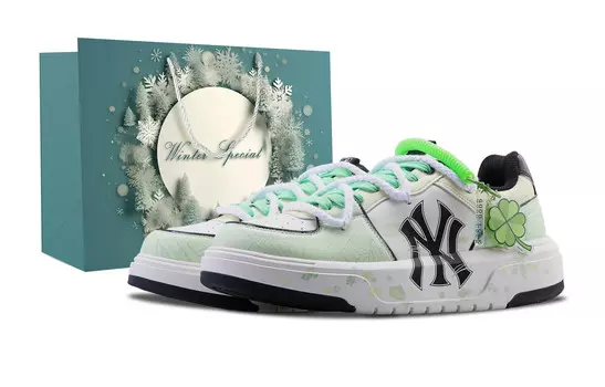 Кроссовки MLB Chunky Liner Skateboarding Shoes Unisex Low-top White, зеленый