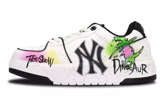 Кроссовки MLB Chunky Liner Skateboarding Shoes Unisex Low-top Black/pink/purple, слоновая кость