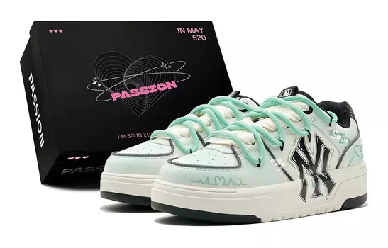 Кроссовки MLB Chunky Liner Skateboarding Shoes Unisex Low-top White, светло-зеленый