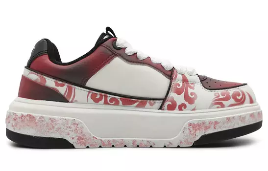 Кроссовки MLB Chunky Liner Skateboarding Shoes Unisex Low-top White/black, красный