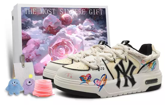 Кроссовки MLB Chunky Liner Skateboarding Shoes Unisex Low-top White/black, желтый