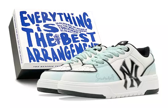 Кроссовки MLB Chunky Liner Skateboarding Shoes Unisex Low-top White, мятно-зеленый