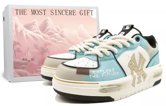 Кроссовки MLB Chunky Liner Skateboarding Shoes Unisex Low-top White/blue, синий