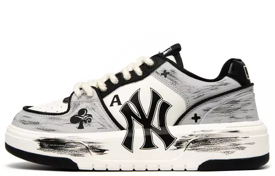 Кроссовки MLB Chunky Liner Skateboarding Shoes Unisex Low-top Black/white/gray, черный/белый/серый