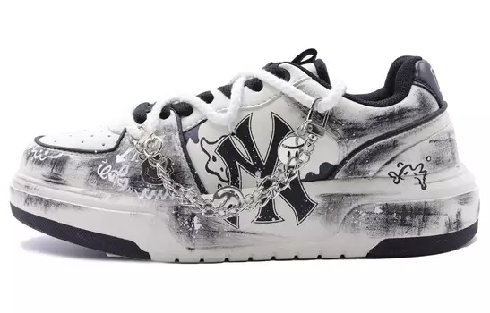 Кроссовки MLB Chunky Liner Skateboarding Shoes Unisex Low-top White, черный