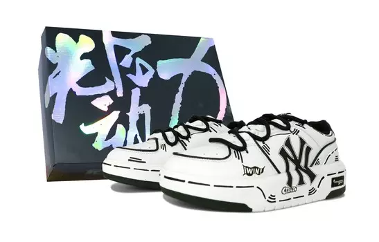 Кроссовки MLB Chunky Liner Skateboarding Shoes Unisex Low-top White/black, черный/белый