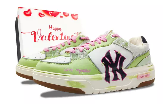 Кроссовки MLB Chunky Liner Skateboarding Shoes Unisex Low-top White/Green, зеленый