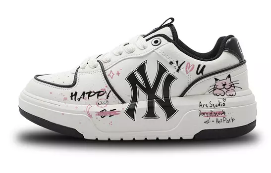 Кроссовки MLB Chunky Liner Skateboarding Shoes Unisex Low-top White/Black, белый/черный