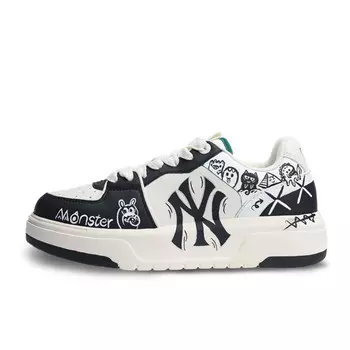 Кроссовки MLB Chunky Liner Skateboarding Shoes Unisex Low-top Black/ White, черный