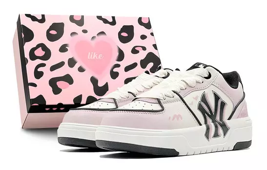 Кроссовки MLB Chunky Liner Skateboarding Shoes Unisex Low-top White, розовый