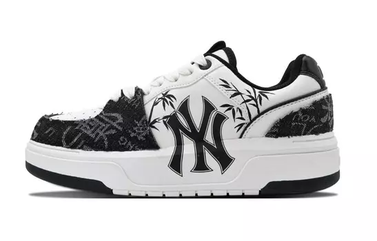 Кроссовки MLB Chunky Liner Skateboarding Shoes Unisex Low-top White, черный/белый